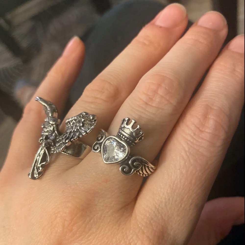 Silver Tiara Crystal Heart Ring